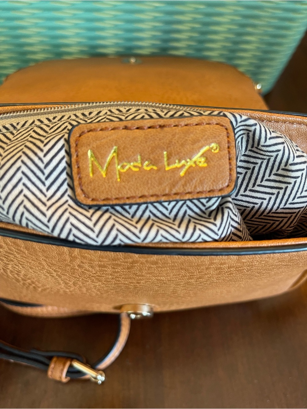 Moda Luxe Henri Tan Fold over Crossbody Bag Faux Leather - Picture 9 of 11